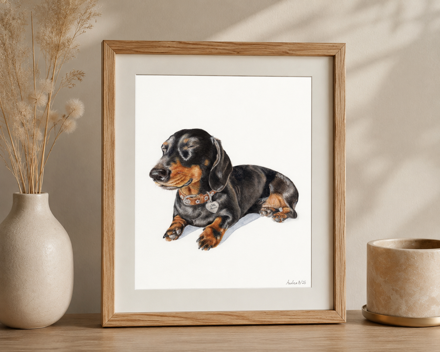 Sleeping Dachshund Original Watercolor Painting