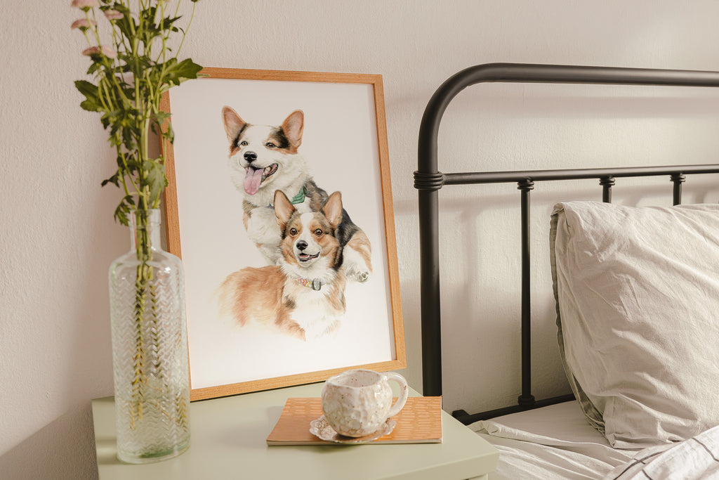 Two Corgis Art Print | Double the Joy Watercolor