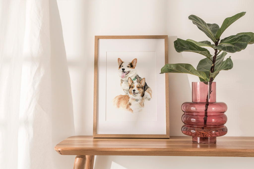 Two Corgis Art Print | Double the Joy Watercolor