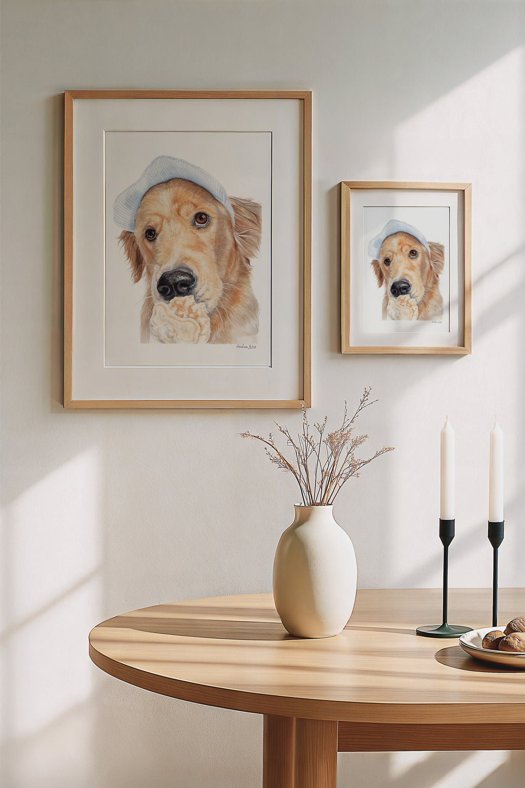 Golden Retriever Dog Eating Ice Cream Art Print | Sweet Summer