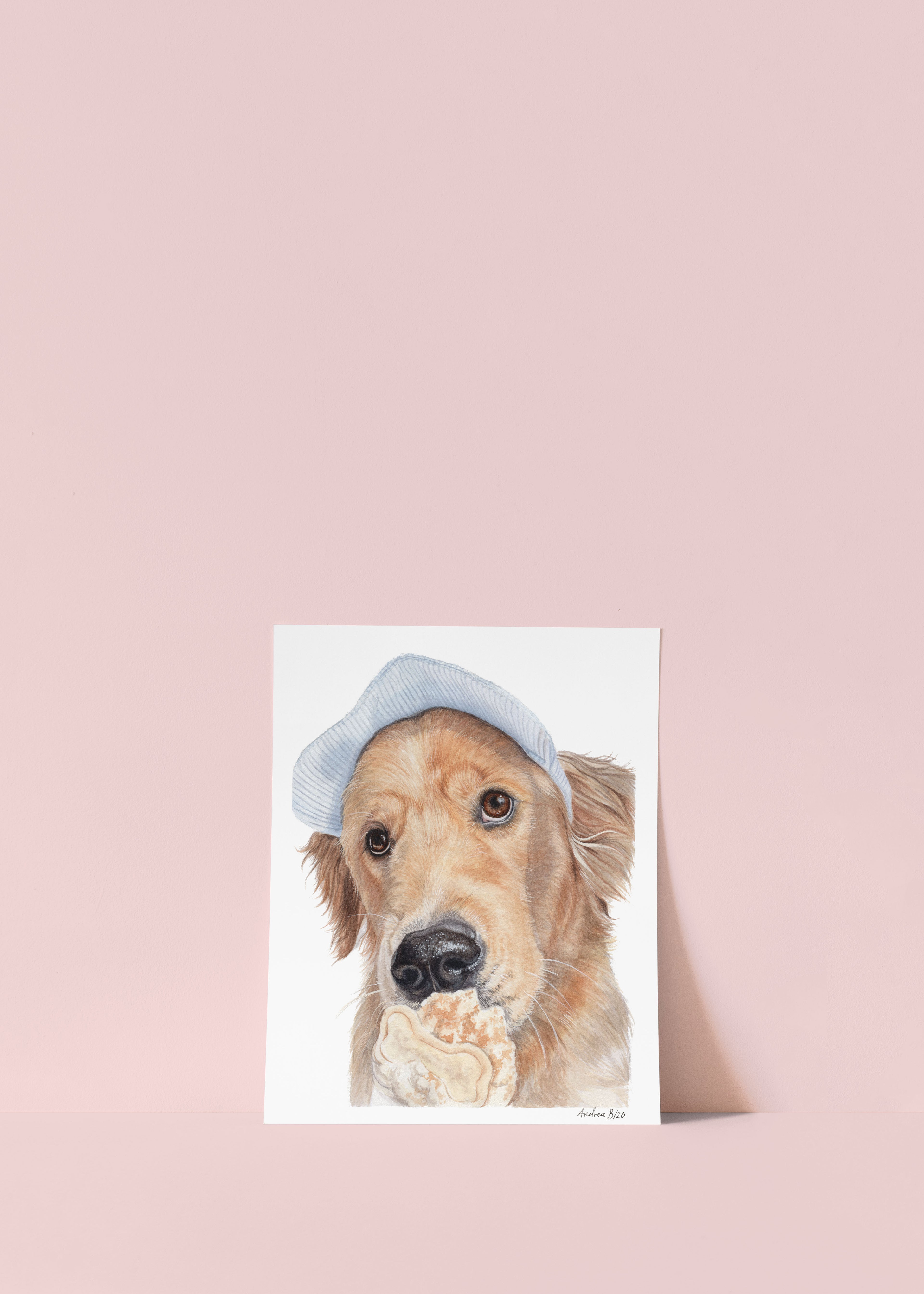 Golden Retriever Dog Eating Ice Cream Art Print | Sweet Summer