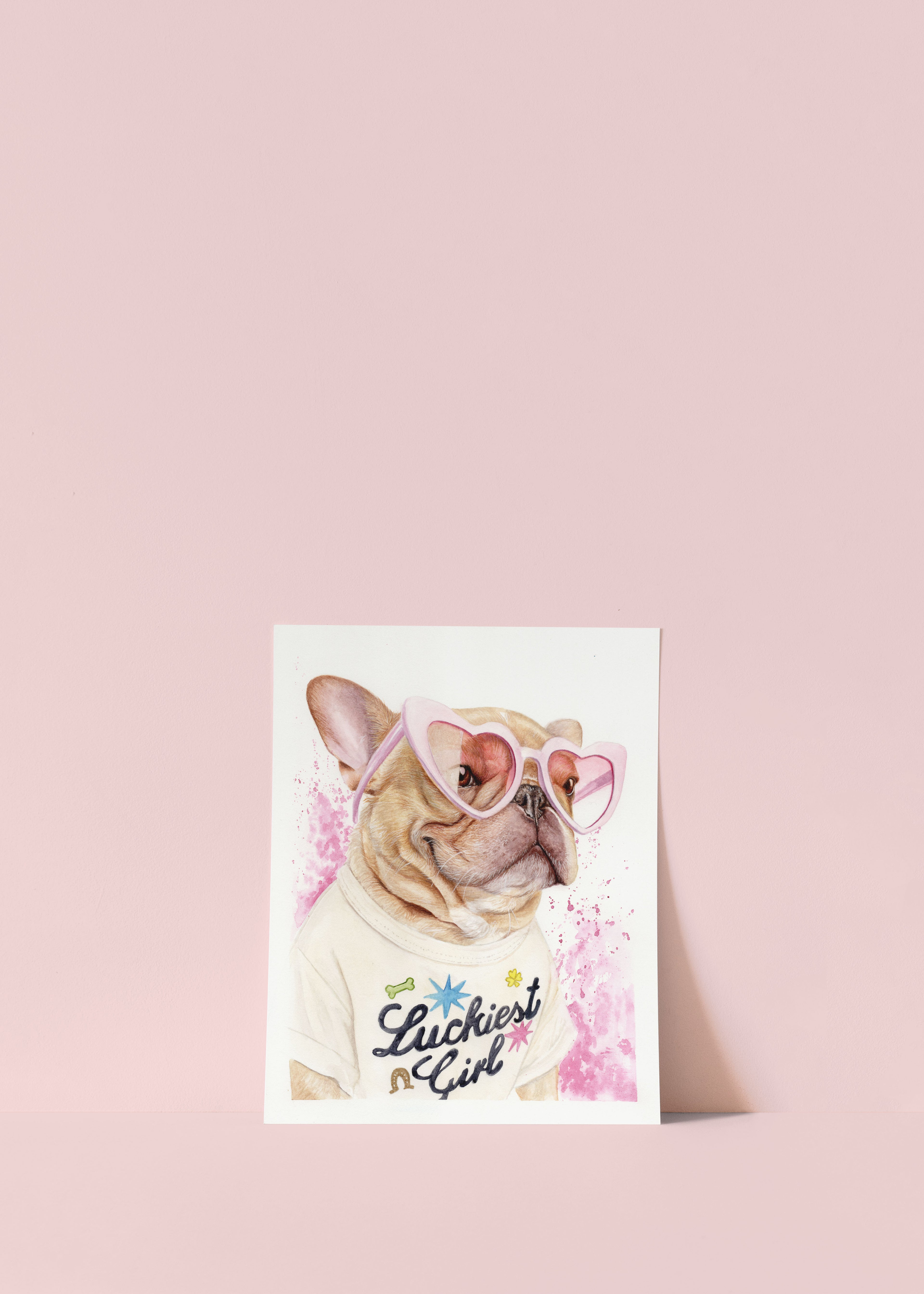 French Bulldog Art Print | Luckiest Girl Watercolor