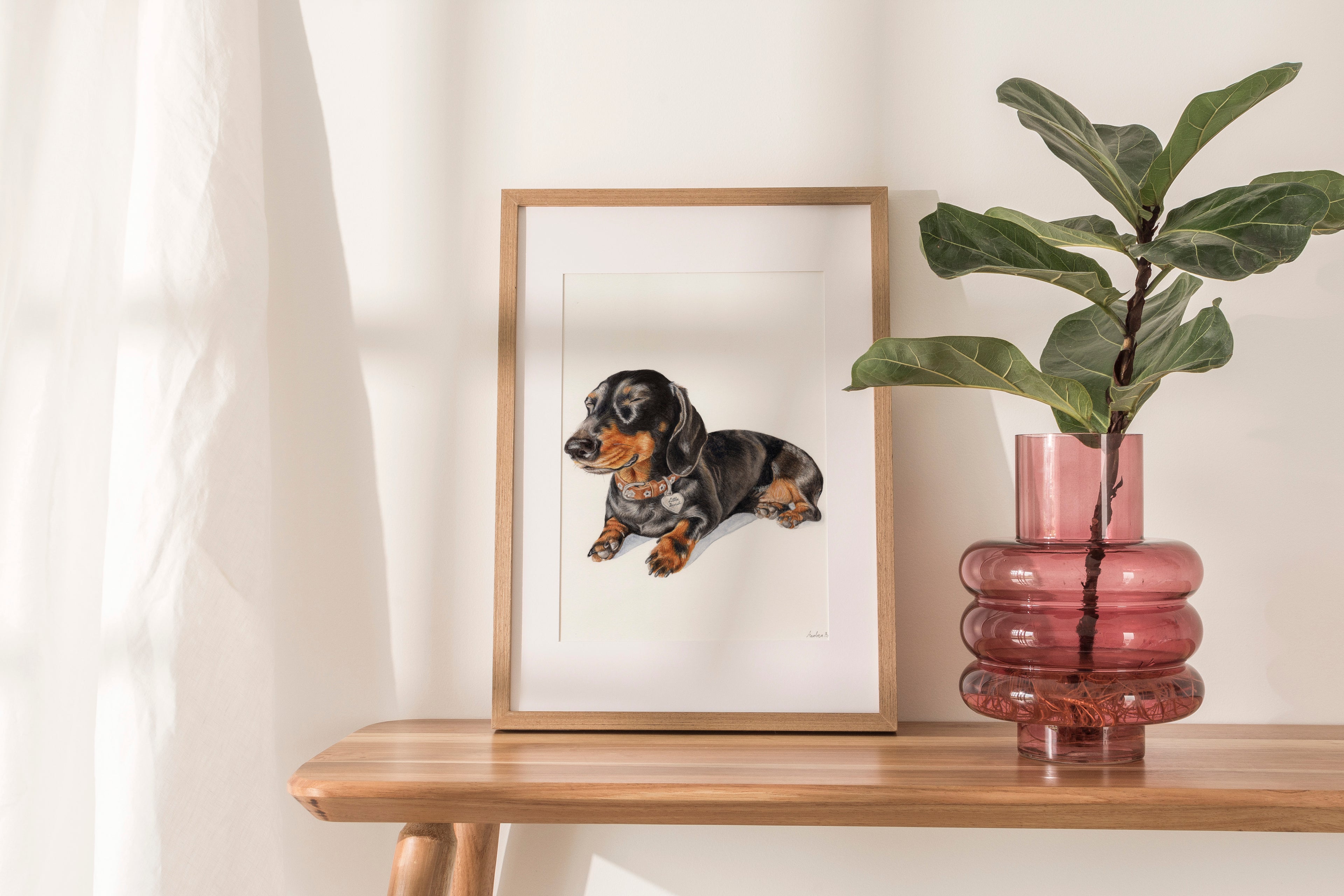 Sleeping Dachshund Art Print | Lazy Sunday Watercolor